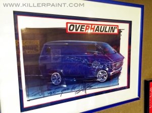 Framed rendering of Overhaulin Blue Flames Van by Mike Lavallee of Killer Paint